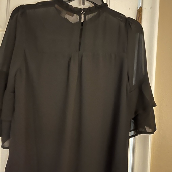 Black mesh blouse with sheer sleeves - Picture 2 of 3